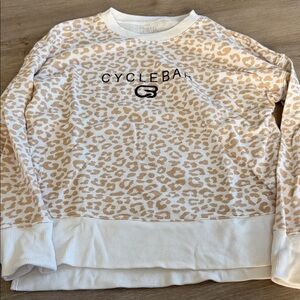 Cyclebar Cream & Tan Leopard Pullover Sweatshirt